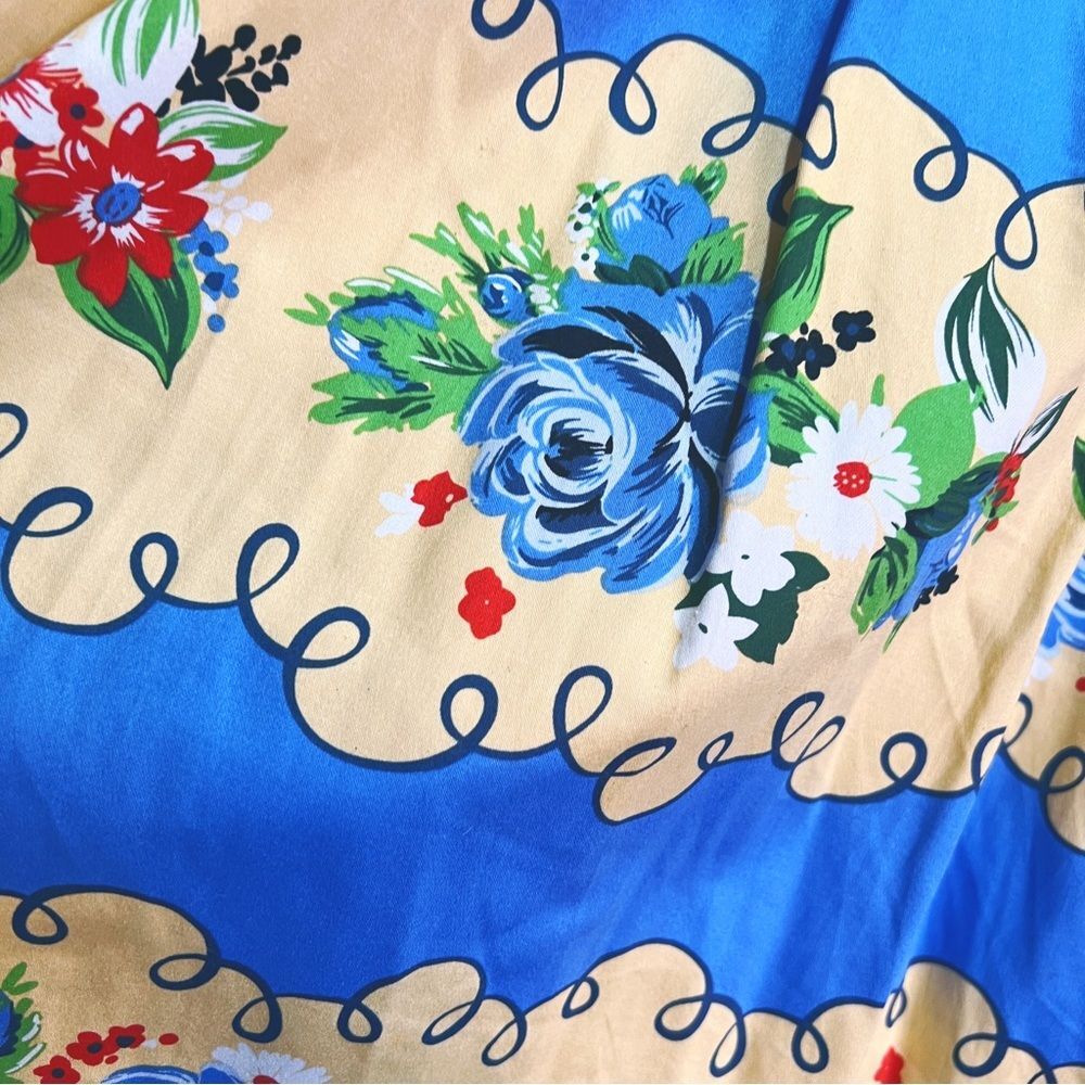 Lindy Bop Blue & Cream Floral A-Line Skirt vintage style size US 6 BNWT - Picture 6 of 13